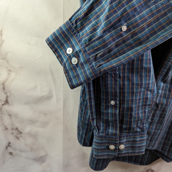 Duluth Shirt Mens 2XL Blue Button Down Plaid Long Sleeve Wrinkle Fighter Iron - Picture 9 of 11